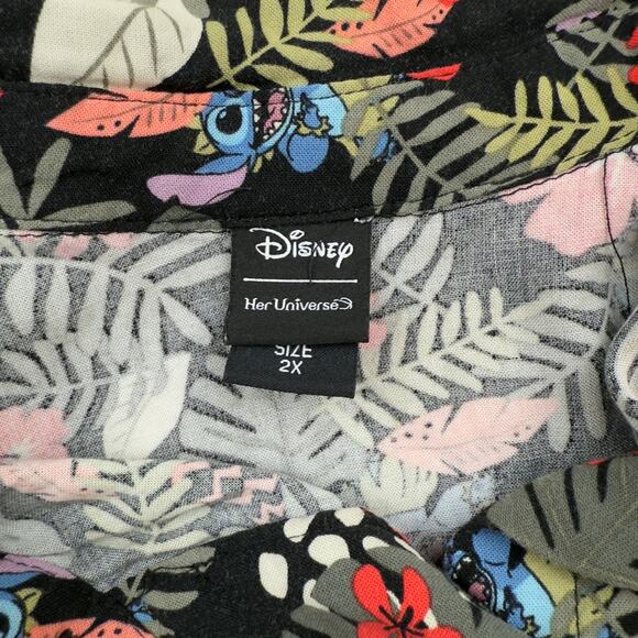 Her Universe 2X Disney Button Up Midi Dress Lilo & Stitch Hawaiian Floral Dress - Picture 5 of 9
